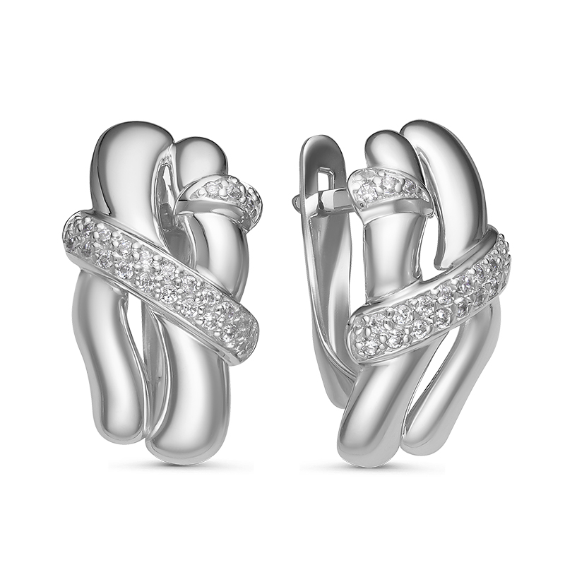 Серьги из серебра с фианитами  с127419 Серьги (Ag 925)
