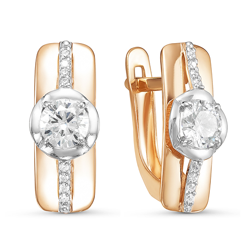 Серьги из золота с фианитами 125424 Серьги (Au 585)