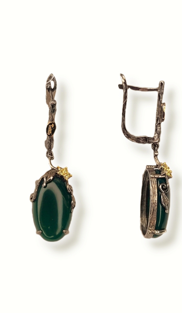 Серьги из серебра с агатом 16С125281_1 Серьги (Ag 925)