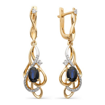 Серьги из золота с сапфирами и бриллиантами 21430-102 Серьги (Au 585)