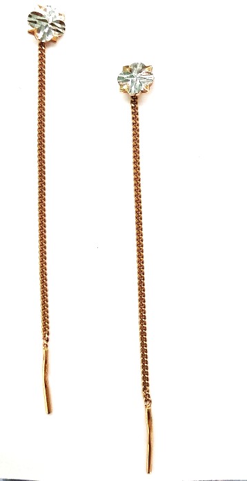 Серьги из золота с алмазной гранью  8-580(круг,бел+крас) Серьги (Au 585)