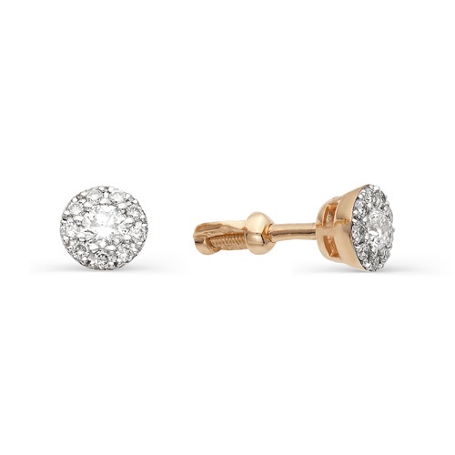 Серьги из золота c бриллиантами 1020408 Серьги пусеты (Au 585)