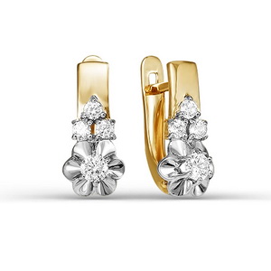 Серьги из золота с фианитами 124430 Серьги (Au 585)
