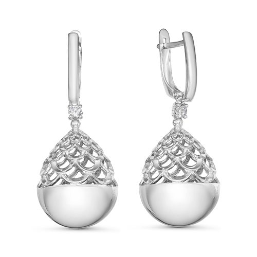 Серьги из серебра c фианитами с125909 Серьги (Ag 925)