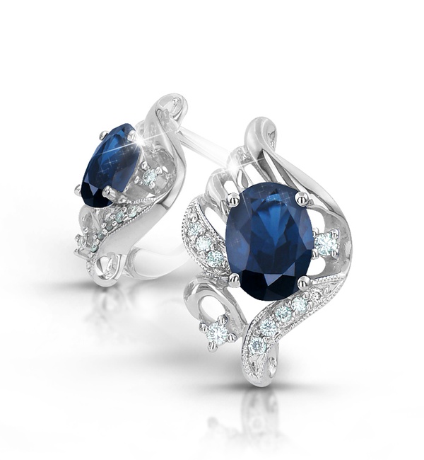 Серьги из белого золота с сапфирами и бриллиантами 24448 Серьги (Au 585)