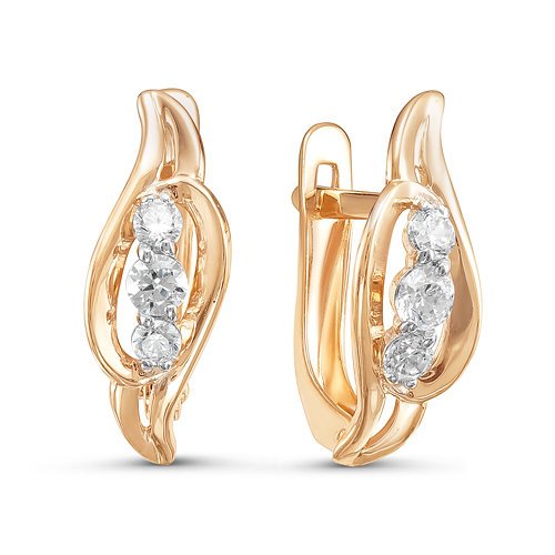Серьги из золота с фианитами 125573 Серьги (Au 585)