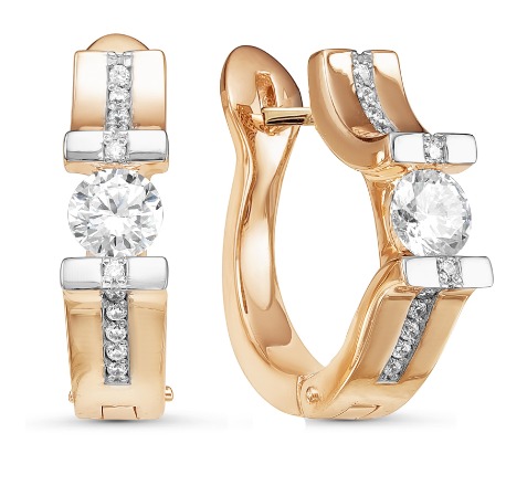 Серьги из золота с фианитами дф120125 Серьги (Au 585)