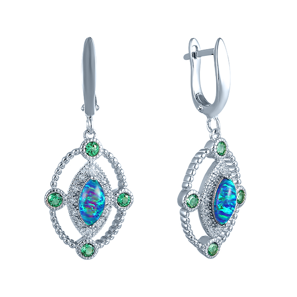Серьги из серебра с опалами 1440001026601 Серьги (Ag 925)