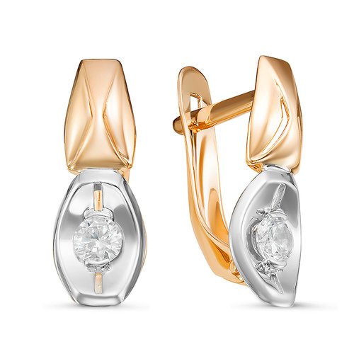 Серьги из золота с фианитами 127237 Серьги (Au 585)