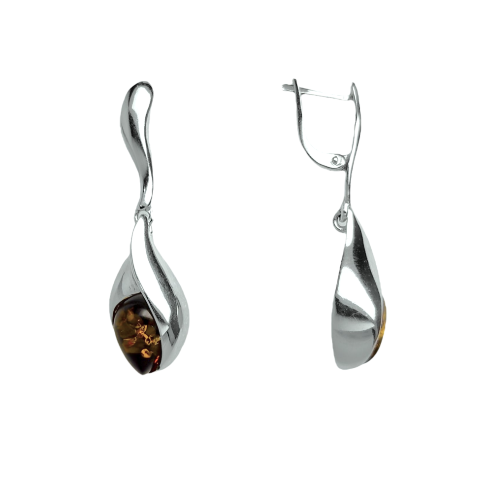 Серьги из серебра длинные с янтарем 25020300105 Серьги (Ag 925)