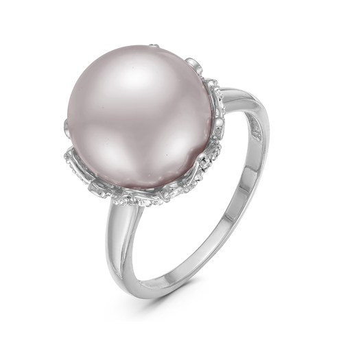 Кольцо из серебра с жемчугом SWAROVSKI и фианитами с116798 Кольцо (Ag 925)