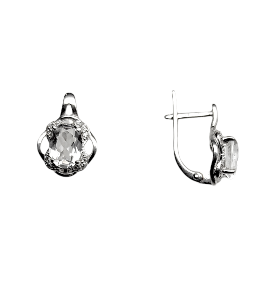 Серьги из серебра с горным хрусталем и фианитами  00289-231 Серьги (Ag 925)