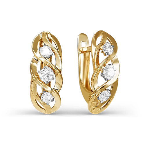 Серьги из золота с фианитами 125376 Серьги (Au 585)
