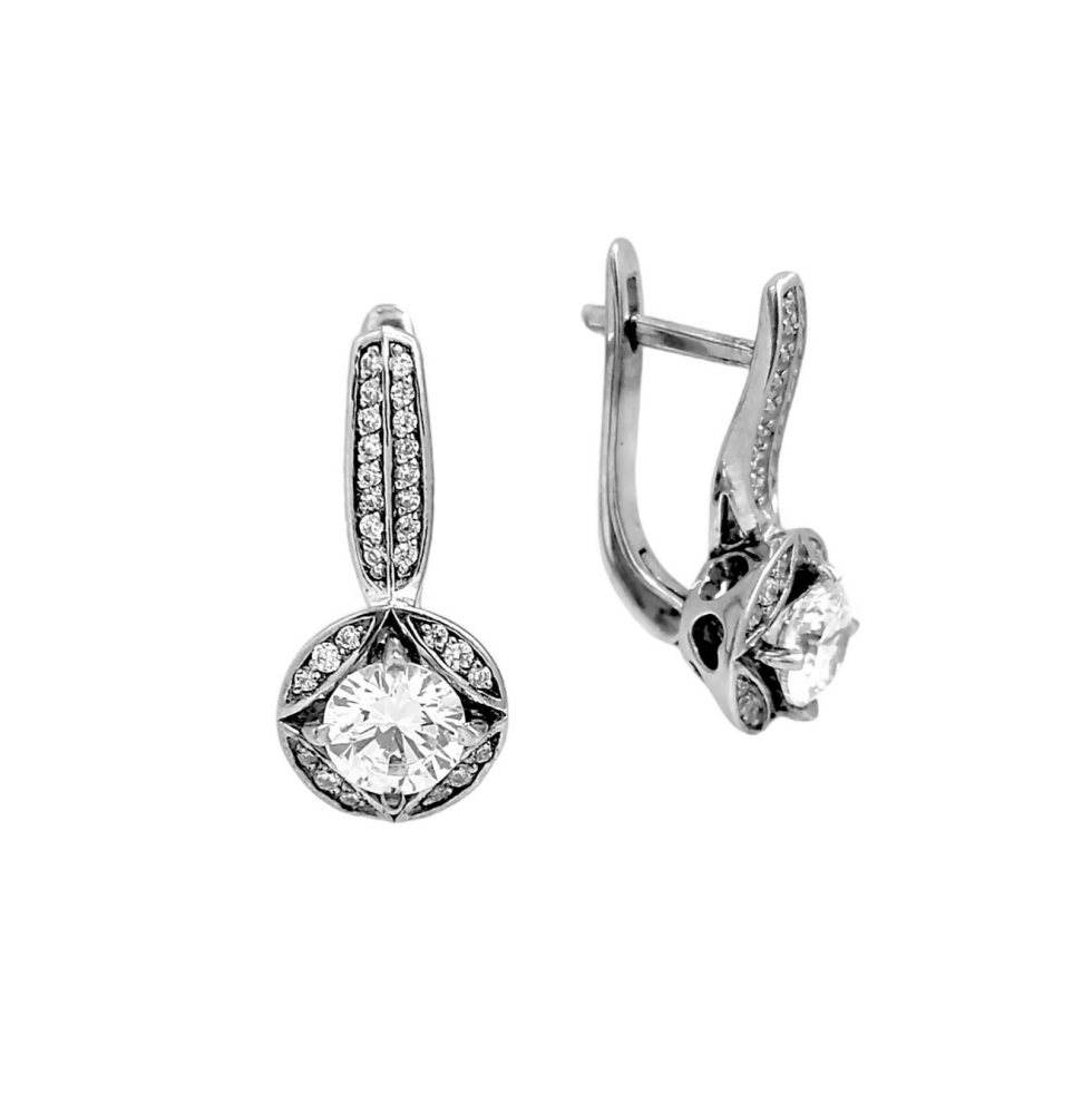 Серьги из серебра с кубическими циркониями 500030-СР Серьги (Ag 925)