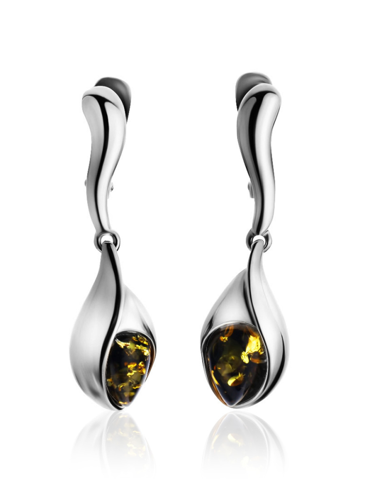 Серьги из серебра с янтарем 25020300005 Серьги (Ag 925)