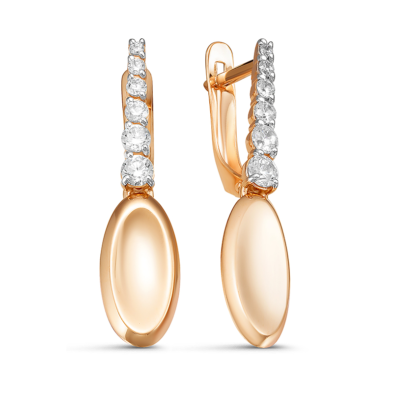 Серьги из золота с фианитами 128351 Серьги (Au 585)