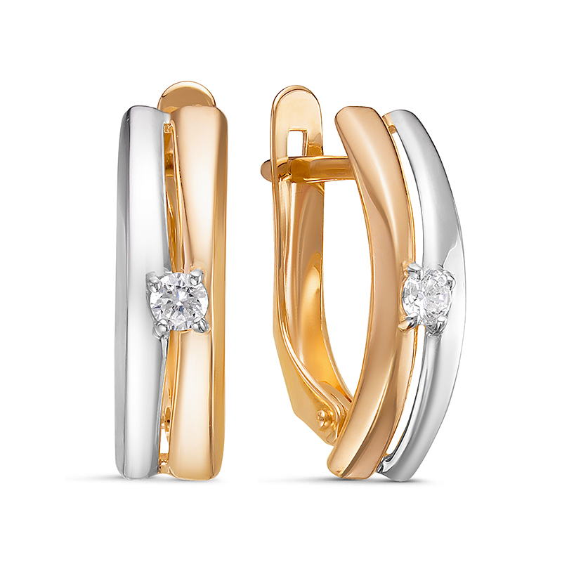 Серьги из золота с фианитами 128497 Серьги (Au 585)