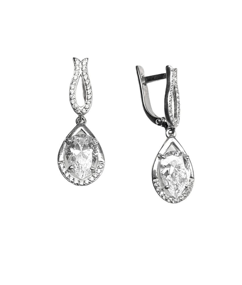 Серьги из серебра с горным хрусталем и фианитами  00192-231 Серьги (Ag 925)