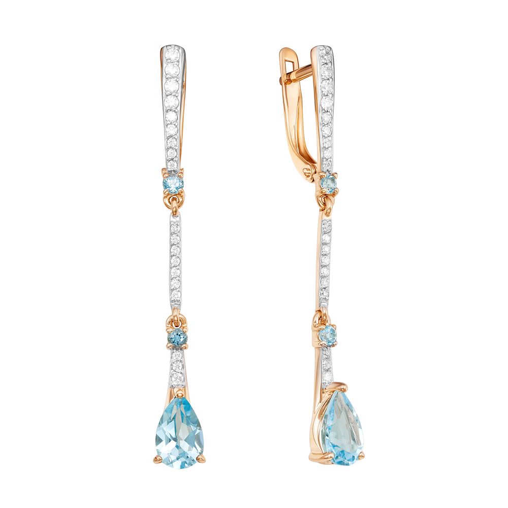 Серьги из золота с топазами и фианитами С122-4600Т Серьги (Au 585)