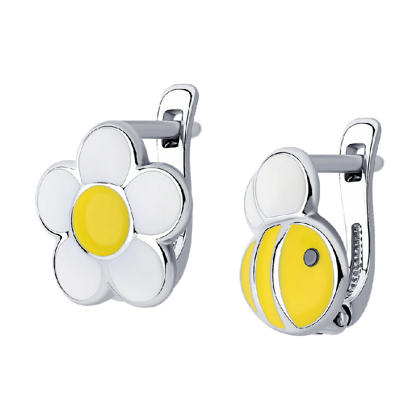 Серьги из серебра с эмалью детские 94025649 Серьги (Ag 925)
