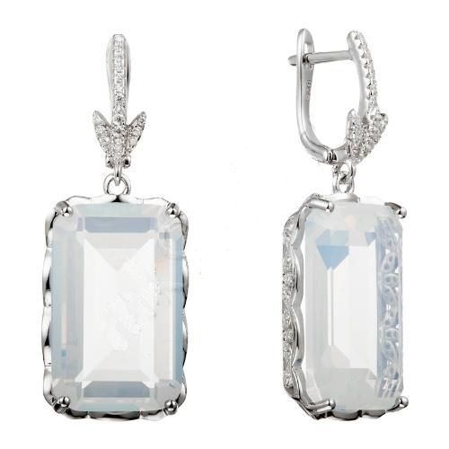 Серьги из серебра с лунными камнями 22С135231 Серьги (Ag 925)