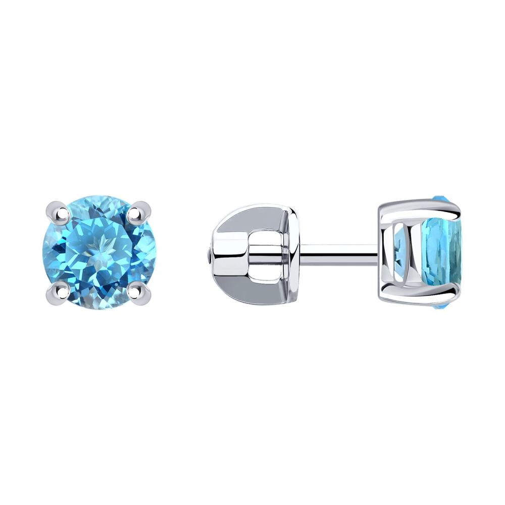 Серьги пусеты из серебра с фианитами 94020532 Серьги (Ag 925)