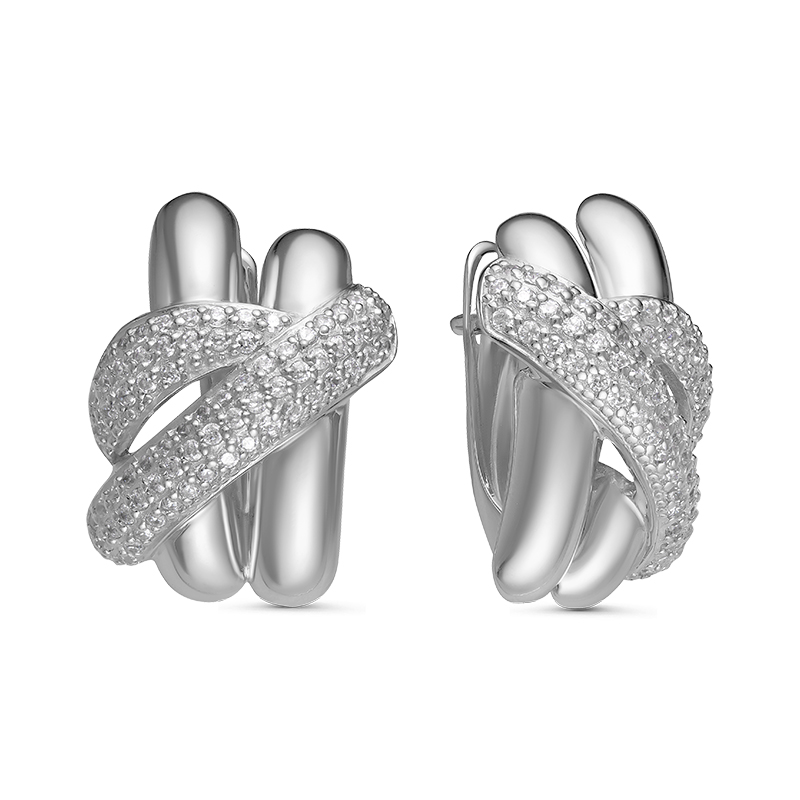 Серьги из серебра с фианитами  с127414 Серьги (Ag 925)