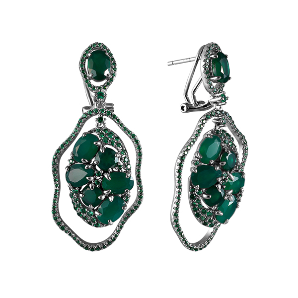 Серьги из серебра с агатом 3770004056103 Серьги (Ag 925)