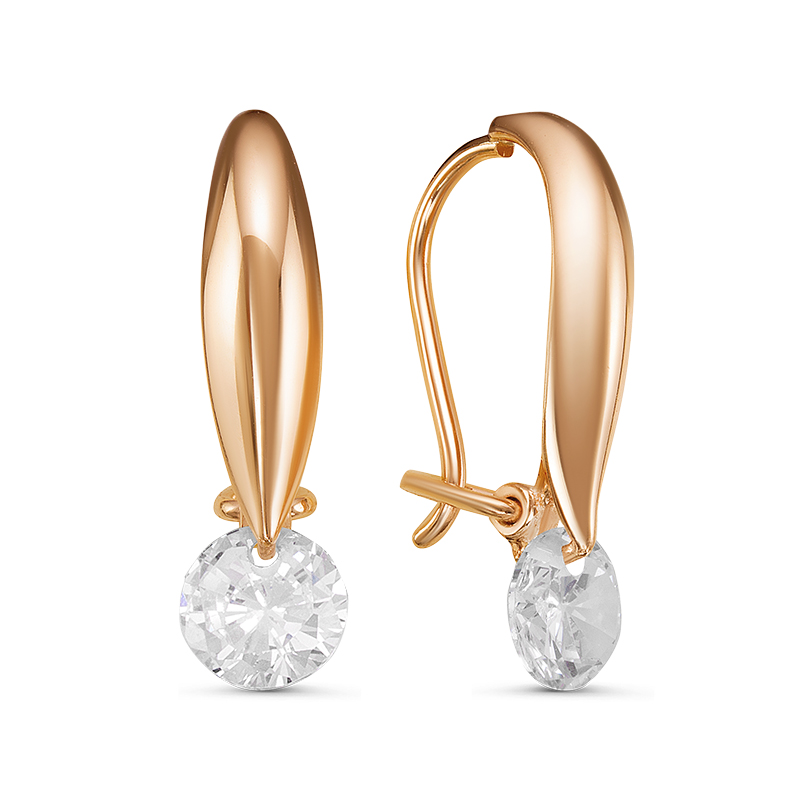 Серьги из золота с фианитами 127284 Серьги (Au 585)