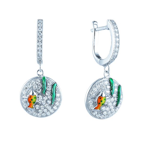 Серьги из серебра с кубическим цирконием 1680002058001 Серьги (Ag 925)