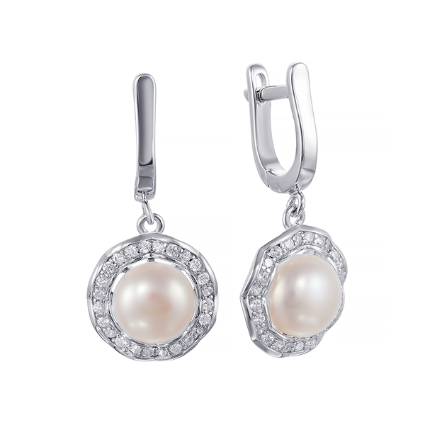  Серьги из серебра с жемчугом 2190001032604 Серьги (Ag 925)